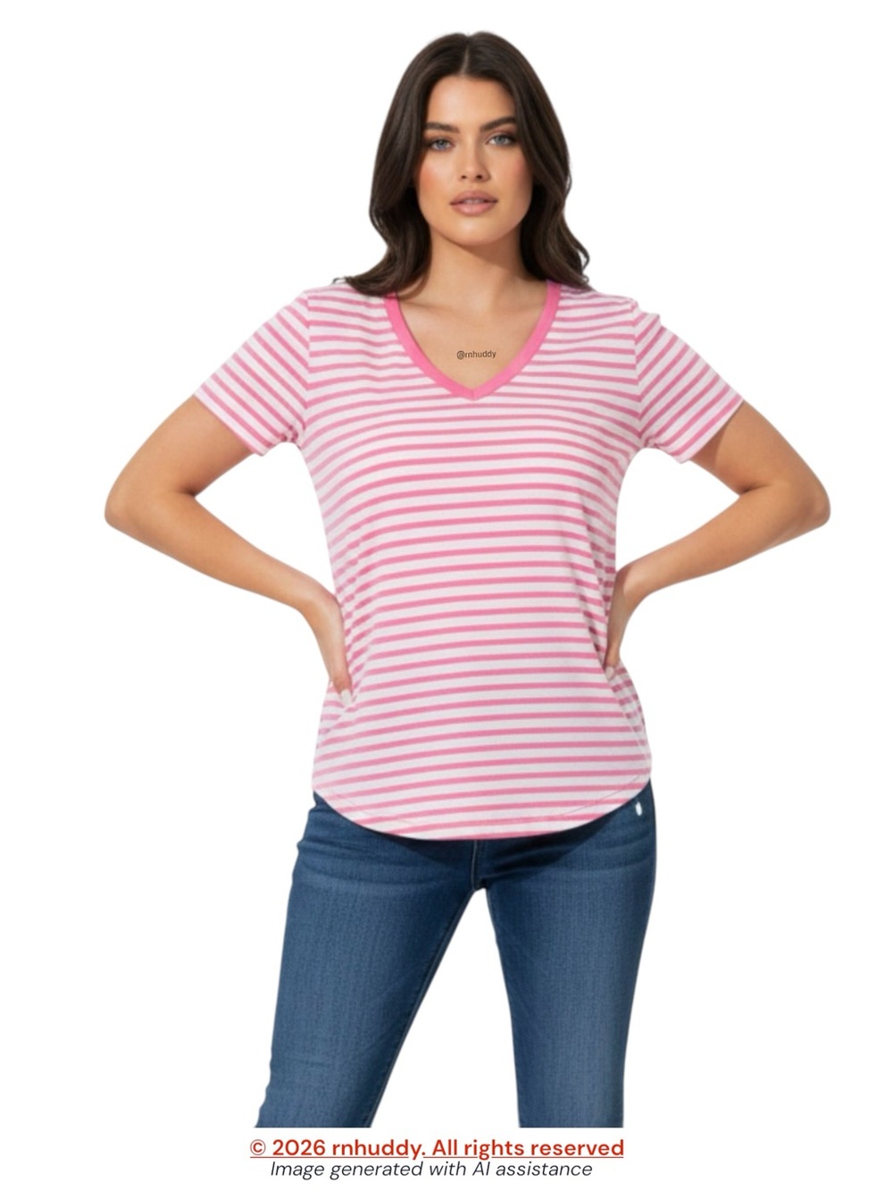 Torrid 3X pink white classic fit v-neck tee